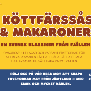 Frystorkad köttfärsås och makaroner, tillverkad i Sverige för Norrsmak